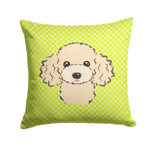 Load image into Gallery viewer, Checkerboard Lime Green Buff Poodle Canvas Throw Pillow - 14x14 Decorative Pillow – Art for Your Home &amp; Patio BB1320PW1414