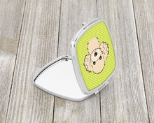 Load image into Gallery viewer, Checkerboard Lime Green Buff Poodle Compact Mirror – Stylish Purse Mirror with Artistic Covers BB1320SCM