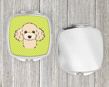 Load image into Gallery viewer, Checkerboard Lime Green Buff Poodle Compact Mirror – Stylish Purse Mirror with Artistic Covers BB1320SCM