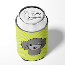 Load image into Gallery viewer, Checkerboard Lime Green Silver Gray Poodle Can or Bottle Hugger BB1321CC