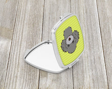 Load image into Gallery viewer, Checkerboard Lime Green Silver Gray Poodle Compact Mirror – Stylish Purse Mirror with Artistic Covers BB1321SCM