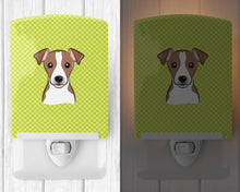 Load image into Gallery viewer, Checkerboard Lime Green Jack Russell Terrier Ceramic Night Light BB1322CNL