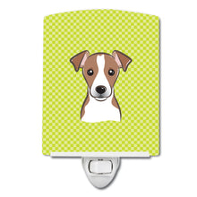 Load image into Gallery viewer, Checkerboard Lime Green Jack Russell Terrier Ceramic Night Light BB1322CNL