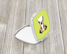 Load image into Gallery viewer, Checkerboard Lime Green Jack Russell Terrier Compact Mirror – Stylish Purse Mirror with Artistic Covers BB1323SCM