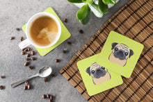 Load image into Gallery viewer, Checkerboard Lime Green Fawn Pug Coasters - Set of 4 Lightweight Foam, Absorbent Drink Coasters BB1324FC