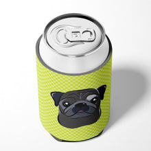 Load image into Gallery viewer, Checkerboard Lime Green Black Pug Can or Bottle Hugger BB1325CC