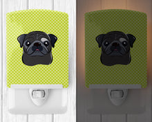 Load image into Gallery viewer, Checkerboard Lime Green Black Pug Ceramic Night Light BB1325CNL