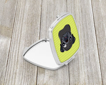 Load image into Gallery viewer, Checkerboard Lime Green Black Pug Compact Mirror – Stylish Purse Mirror with Artistic Covers BB1325SCM