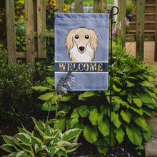 Load image into Gallery viewer, Longhair Creme Dachshund Welcome Garden Flag – Decorative Outdoor Yard Flag BB1398GF
