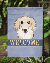 Load image into Gallery viewer, Longhair Creme Dachshund Welcome Garden Flag – Decorative Outdoor Yard Flag BB1398GF