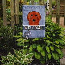 Load image into Gallery viewer, Longhair Red Dachshund Welcome Garden Flag – Decorative Outdoor Yard Flag BB1400GF