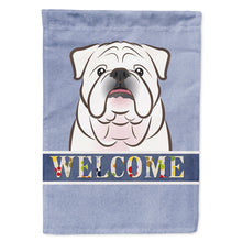 Load image into Gallery viewer, White English Bulldog  Welcome Flag Canvas House Size BB1406CHF