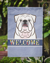 Load image into Gallery viewer, White English Bulldog  Welcome Garden Flag – Decorative Outdoor Yard Flag BB1406GF