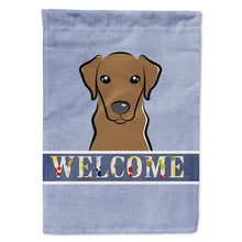 Load image into Gallery viewer, Chocolate Labrador Welcome Flag Canvas House Size BB1420CHF