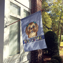 Load image into Gallery viewer, Chocolate Brown Shih Tzu Welcome Flag Canvas House Size BB1435CHF