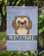 Load image into Gallery viewer, Chocolate Brown Shih Tzu Welcome Garden Flag – Decorative Outdoor Yard Flag BB1435GF