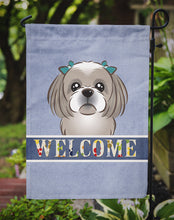 Load image into Gallery viewer, Gray Silver Shih Tzu Welcome Garden Flag – Decorative Outdoor Yard Flag BB1436GF
