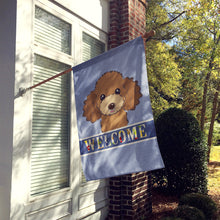 Load image into Gallery viewer, Chocolate Brown Poodle Welcome Flag Canvas House Size BB1442CHF