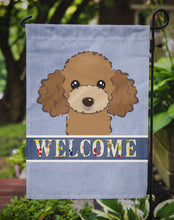 Load image into Gallery viewer, Chocolate Brown Poodle Welcome Garden Flag – Decorative Outdoor Yard Flag BB1442GF
