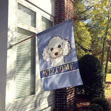 Load image into Gallery viewer, White Poodle Welcome Flag Canvas House Size BB1443CHF