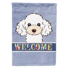 Load image into Gallery viewer, White Poodle Welcome Flag Canvas House Size BB1443CHF