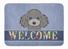 Load image into Gallery viewer, Silver Gray Poodle Welcome Machine Washable Memory Foam Mat BB1445RUG