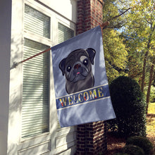 Load image into Gallery viewer, Black Pug Welcome Flag Canvas House Size BB1449CHF