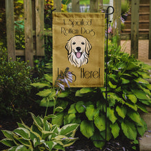 Load image into Gallery viewer, Golden Retriever Spoiled Dog Lives Here Garden Flag – Funny Gold Background Dog Decor BB1453GF