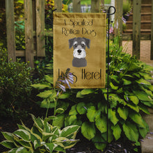 Load image into Gallery viewer, Schnauzer Spoiled Dog Lives Here Garden Flag – Funny Gold Background Dog Decor BB1454GF