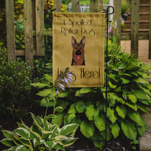 Load image into Gallery viewer, German Shepherd Spoiled Dog Lives Here Garden Flag – Funny Gold Background Dog Decor BB1459GF
