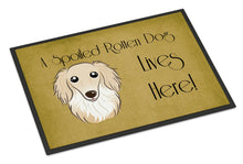 Load image into Gallery viewer, Longhair Creme Dachshund Spoiled Dog Lives Here Doormat - 24x36 Decorative Floor Mat – Indoor/Outdoor Rug with Artistic Flair BB1460JMAT