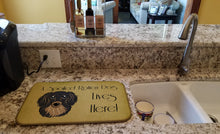 Load image into Gallery viewer, Longhair Black and Tan Dachshund Spoiled Dog Lives Here Dish Drying Mat – Absorbent, Artistic Kitchen Essentials BB1461DDM