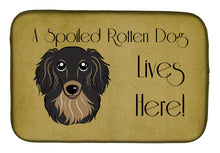Load image into Gallery viewer, Longhair Black and Tan Dachshund Spoiled Dog Lives Here Dish Drying Mat – Absorbent, Artistic Kitchen Essentials BB1461DDM