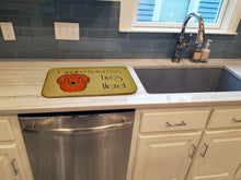 Load image into Gallery viewer, Longhair Red Dachshund Spoiled Dog Lives Here Dish Drying Mat – Absorbent, Artistic Kitchen Essentials BB1462DDM