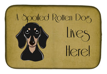 Load image into Gallery viewer, Smooth Black and Tan Dachshund Spoiled Dog Lives Here Dish Drying Mat – Absorbent, Artistic Kitchen Essentials BB1463DDM