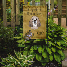 Load image into Gallery viewer, Cocker Spaniel Spoiled Dog Lives Here Garden Flag – Funny Gold Background Dog Decor BB1464GF