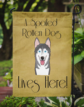 Load image into Gallery viewer, Alaskan Malamute Spoiled Dog Lives Here Garden Flag – Funny Gold Background Dog Decor BB1466GF