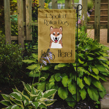 Load image into Gallery viewer, Shiba Inu Spoiled Dog Lives Here Garden Flag – Funny Gold Background Dog Decor BB1473GF