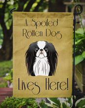 Load image into Gallery viewer, Japanese Chin Spoiled Dog Lives Here Garden Flag – Funny Gold Background Dog Decor BB1478GF