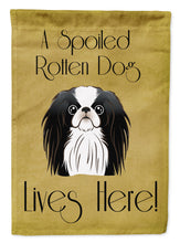 Load image into Gallery viewer, Japanese Chin Spoiled Dog Lives Here Garden Flag – Funny Gold Background Dog Decor BB1478GF