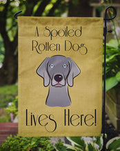 Load image into Gallery viewer, Weimaraner Spoiled Dog Lives Here Garden Flag – Funny Gold Background Dog Decor BB1479GF