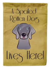 Load image into Gallery viewer, Weimaraner Spoiled Dog Lives Here Garden Flag – Funny Gold Background Dog Decor BB1479GF