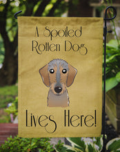 Load image into Gallery viewer, Wirehaired Dachshund Spoiled Dog Lives Here Garden Flag – Funny Gold Background Dog Decor BB1481GF