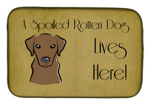 Load image into Gallery viewer, Chocolate Labrador Spoiled Dog Lives Here Dish Drying Mat – Absorbent, Artistic Kitchen Essentials BB1482DDM
