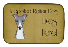 Load image into Gallery viewer, Italian Greyhound Spoiled Dog Lives Here Dish Drying Mat – Absorbent, Artistic Kitchen Essentials BB1484DDM