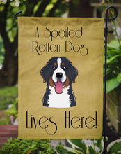 Load image into Gallery viewer, Bernese Mountain Dog Spoiled Dog Lives Here Garden Flag – Funny Gold Background Dog Decor BB1485GF