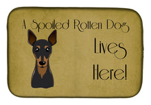 Load image into Gallery viewer, Min Pin Spoiled Dog Lives Here Dish Drying Mat – Absorbent, Artistic Kitchen Essentials BB1488DDM