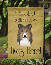 Load image into Gallery viewer, Sheltie Spoiled Dog Lives Here Garden Flag – Funny Gold Background Dog Decor BB1490GF