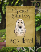 Load image into Gallery viewer, Afghan Hound Spoiled Dog Lives Here Garden Flag – Funny Gold Background Dog Decor BB1492GF