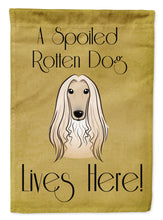 Load image into Gallery viewer, Afghan Hound Spoiled Dog Lives Here Garden Flag – Funny Gold Background Dog Decor BB1492GF